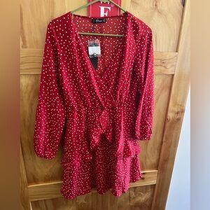 Amazon essentials swing dress red polka dot women’s SM